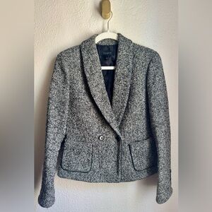 Talbots Gray Tweed Fitted Blazer Structured Shoulders w/ Pockets